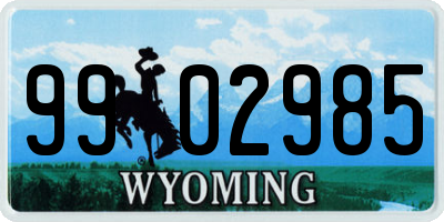 WY license plate 9902985
