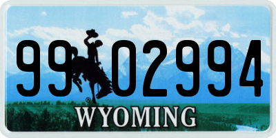 WY license plate 9902994