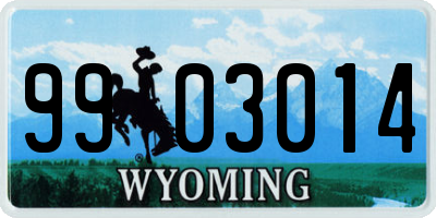 WY license plate 9903014