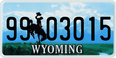 WY license plate 9903015