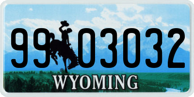WY license plate 9903032