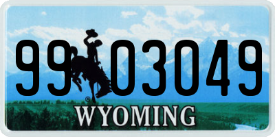 WY license plate 9903049