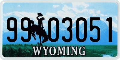 WY license plate 9903051