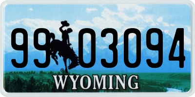 WY license plate 9903094