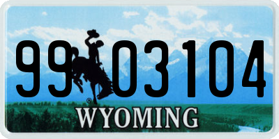 WY license plate 9903104