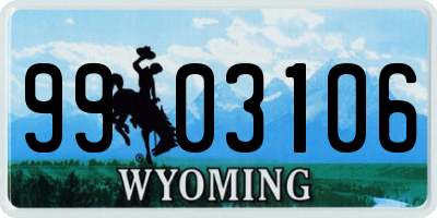 WY license plate 9903106