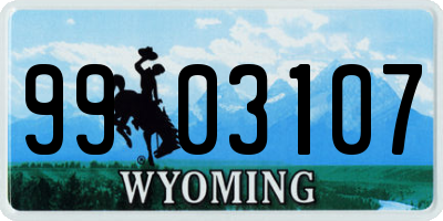 WY license plate 9903107