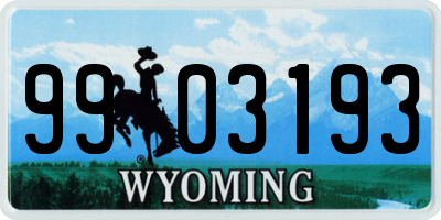 WY license plate 9903193