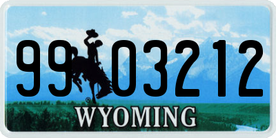 WY license plate 9903212