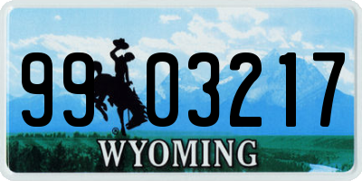 WY license plate 9903217