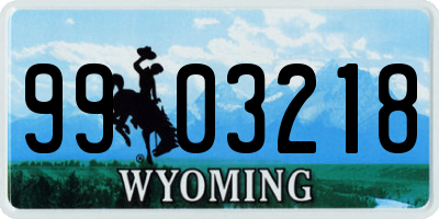 WY license plate 9903218