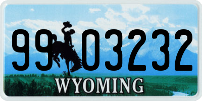 WY license plate 9903232