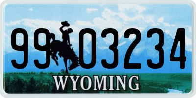 WY license plate 9903234