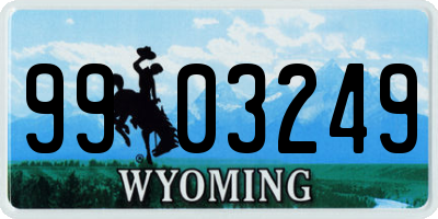 WY license plate 9903249