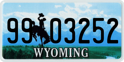 WY license plate 9903252