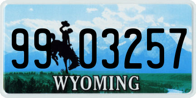 WY license plate 9903257