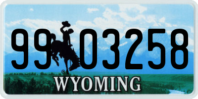 WY license plate 9903258