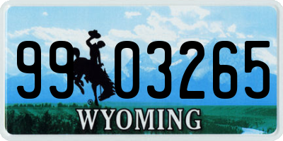 WY license plate 9903265