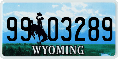 WY license plate 9903289