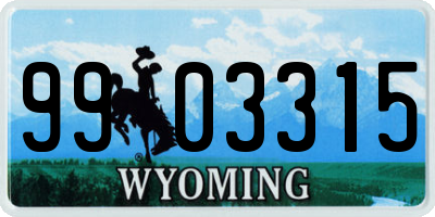 WY license plate 9903315
