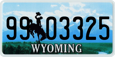 WY license plate 9903325