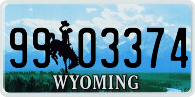 WY license plate 9903374