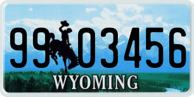 WY license plate 9903456