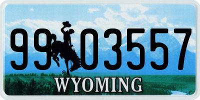 WY license plate 9903557