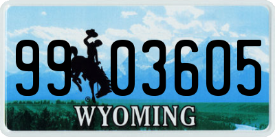 WY license plate 9903605