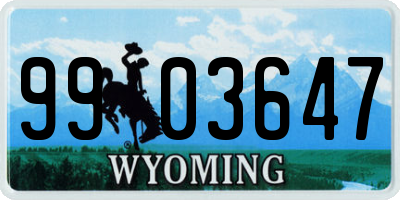 WY license plate 9903647