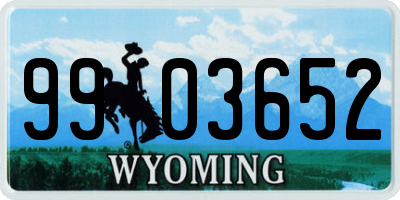 WY license plate 9903652