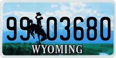 WY license plate 9903680