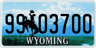 WY license plate 9903700