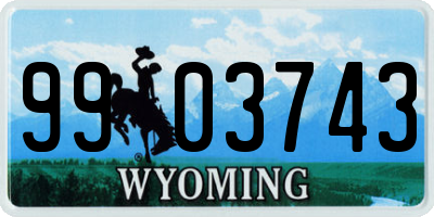 WY license plate 9903743