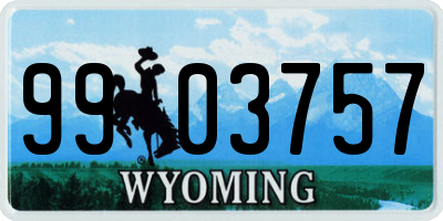 WY license plate 9903757
