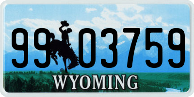 WY license plate 9903759