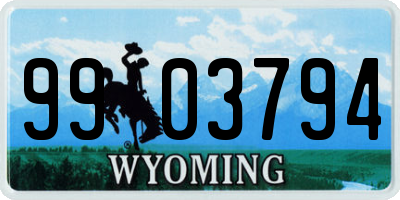 WY license plate 9903794