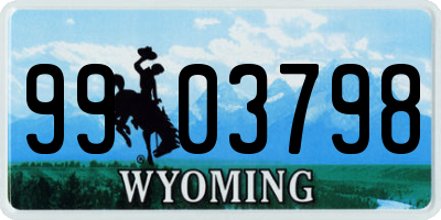 WY license plate 9903798