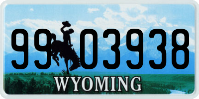 WY license plate 9903938