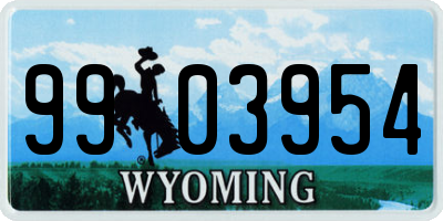 WY license plate 9903954
