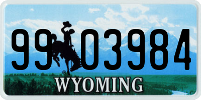 WY license plate 9903984