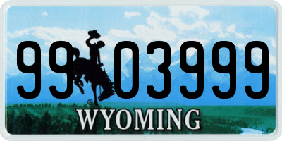WY license plate 9903999
