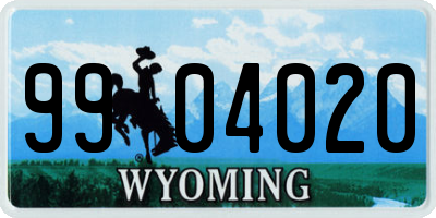WY license plate 9904020
