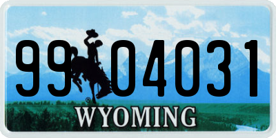 WY license plate 9904031