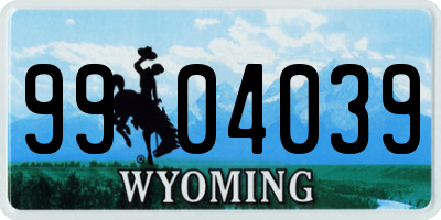 WY license plate 9904039