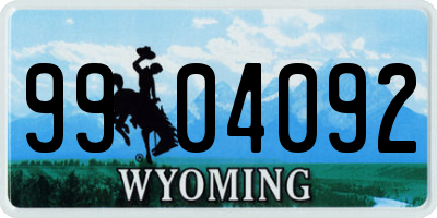 WY license plate 9904092