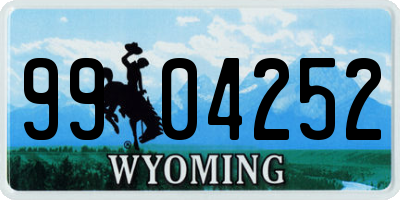 WY license plate 9904252