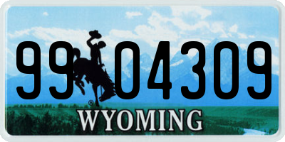 WY license plate 9904309