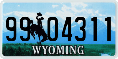 WY license plate 9904311