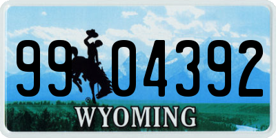 WY license plate 9904392